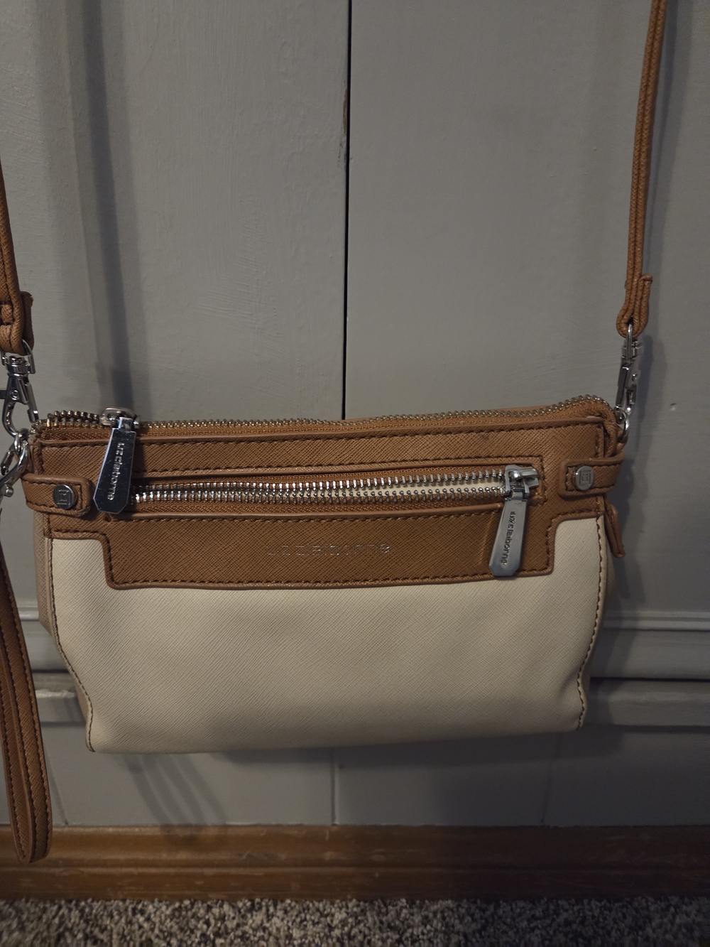 Liz Claiborne Two-Tone Cream and Tan Crossbody Bag